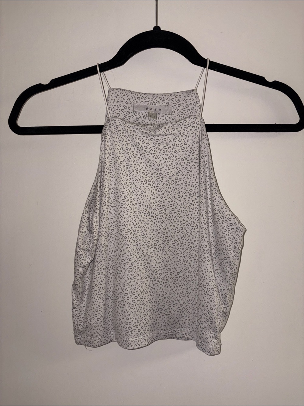 a new day White Halter Cami with Gray Leopard Dot Print